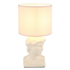 Stolní lampa, keramická kari, textil kari, PVC kabel bílý, kolébkový vypínač na kabelu, ø: 175mm, V: 330mm, délka kabelu 1300mm, bez žárovky 1xE14, max. 40W 230V