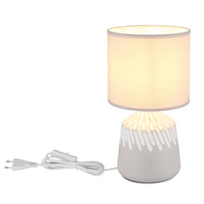 Stolní lampa, keramika v barvě popela, barva textilu popel, PVC kabel bílý, kolébkový vypínač na kabelu, ø: 175mm, V: 315mm, délka kabelu 1300mm, bez žárovky 1xE14, max. 40W 230V