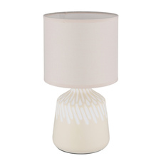 Stolní lampa, keramika v barvě kari, textil kari, bílý PVC kabel, kolébkový vypínač na kabelu, ø: 175mm, V: 315mm, délka kabelu 1300mm, bez žárovky 1xE14, max. 40W 230V