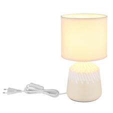 Stolní lampa, keramika v barvě kari, textil kari, bílý PVC kabel, kolébkový vypínač na kabelu, ø: 175mm, V: 315mm, délka kabelu 1300mm, bez žárovky 1xE14, max. 40W 230V