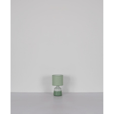 Stolní lampa, keramika v barvě kari, textil kari, bílý PVC kabel, kolébkový vypínač na kabelu, ø: 175mm, V: 315mm, délka kabelu 1300mm, bez žárovky 1xE14, max. 40W 230V