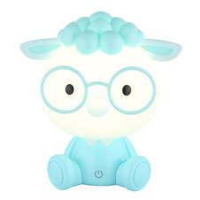 Stolní lampa, plast modrý a bílý, dotykové zapínání/vypínání, dotykový stmívač, bez adaptéru, USB-A 2.0 - USB-C, doba nabíjení cca 2 hod. a doba svícení cca 10 hod., svítí během nabíjení, DxŠxV: 210x150x220mm, LED 1W 230V, výkon 32lm, 3000K