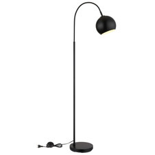 Stojací lampa, černý matný kov, černý PVC kabel, nožní spínač v kabelu, DxŠxV: 580x250x1500mm, délka kabelu 1800mm, bez žárovky 1xE27, max. 60W 230V