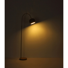 Stojací lampa, černý matný kov, černý PVC kabel, nožní spínač v kabelu, DxŠxV: 580x250x1500mm, délka kabelu 1800mm, bez žárovky 1xE27, max. 60W 230V