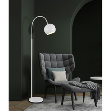 Stojací lampa, kov bílý matný, kabel PVC bílý, nožní spínač v kabelu, DxŠxV: 580x250x1500mm, délka kabelu 1800mm, bez žárovky 1xE27, max. 60W 230V