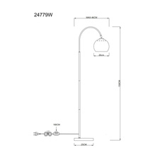 Stojací lampa, kov bílý matný, kabel PVC bílý, nožní spínač v kabelu, DxŠxV: 580x250x1500mm, délka kabelu 1800mm, bez žárovky 1xE27, max. 60W 230V
