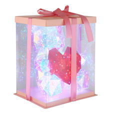 Stolní lampa, plast čirý a červený křišťálový efekt, PVC kabel bílý, kolébkový vypínač na kabelu, bez adaptéru, včetně USB kabelu, včetně 10W DC5V 2A adaptéru, DxŠxV: 260x205x320mm, délka kabelu 2000mm, včetně 200xLED 0,03W 5V, 8000K