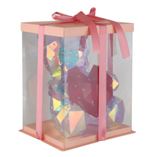 Stolní lampa, plast čirý a červený křišťálový efekt, PVC kabel bílý, kolébkový vypínač na kabelu, bez adaptéru, včetně USB kabelu, včetně 10W DC5V 2A adaptéru, DxŠxV: 260x205x320mm, délka kabelu 2000mm, včetně 200xLED 0,03W 5V, 8000K