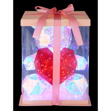 Stolní lampa, plast čirý a červený křišťálový efekt, PVC kabel bílý, kolébkový vypínač na kabelu, bez adaptéru, včetně USB kabelu, včetně 10W DC5V 2A adaptéru, DxŠxV: 260x205x320mm, délka kabelu 2000mm, včetně 200xLED 0,03W 5V, 8000K