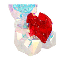 Stolní lampa, plast čirý a červený křišťálový efekt, PVC kabel bílý, kolébkový vypínač na kabelu, bez adaptéru, včetně USB kabelu, včetně 10W DC5V 2A adaptéru, DxŠxV: 260x205x320mm, délka kabelu 2000mm, včetně 200xLED 0,03W 5V, 8000K