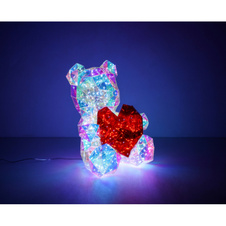 Stolní lampa, plast čirý a červený křišťálový efekt, PVC kabel bílý, kolébkový vypínač na kabelu, bez adaptéru, včetně USB kabelu, včetně 10W DC5V 2A adaptéru, DxŠxV: 260x205x320mm, délka kabelu 2000mm, včetně 200xLED 0,03W 5V, 8000K