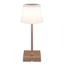 Stolní lampa, plast a hliník v provedení šampaň, plast bílý, dotykový vypínač a stmívání, plynule nastavitelný stmívač, fixace barvy, bez adaptéru, USB-A 2.0 USB-C, nabíjí se a svítí cca 4h, ø: 85mm, V: 255mm, LED 2W 230V, 100lm, CCT 3000-6500K