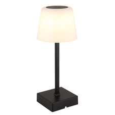 Stolní lampa, plast a hliník černý, plast bílý, dotykový vypínač a stmívání, plynulá regulace stmívání, fixace barev, bez adaptéru, USB-A 2.0 USB-C, nabíjí se a svítí cca 4 h, ø: 85mm, V: 255mm, LED 2W 230V, výkon 100lm, CCT 3000-6500K