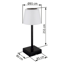 Stolní lampa, plast a hliník černý, plast bílý, dotykový vypínač a stmívání, plynulá regulace stmívání, fixace barev, bez adaptéru, USB-A 2.0 USB-C, nabíjí se a svítí cca 4 h, ø: 85mm, V: 255mm, LED 2W 230V, výkon 100lm, CCT 3000-6500K