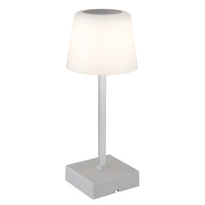 Stolní lampa, plast/hliník stříbrný, plast bílý, dotykový vypínač a stmívání, plynulý stmívač, fixace barev, bez adaptéru, USB-A - USB-C, nabíjí se a svítí cca 4 h, ø: 85mm, V: 255mm, LED 2W 230V, výkon 100lm, CCT 3000-6500K