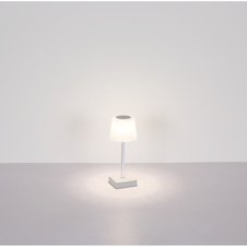 Stolní lampa, plast/hliník stříbrný, plast bílý, dotykový vypínač a stmívání, plynulý stmívač, fixace barev, bez adaptéru, USB-A - USB-C, nabíjí se a svítí cca 4 h, ø: 85mm, V: 255mm, LED 2W 230V, výkon 100lm, CCT 3000-6500K