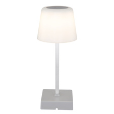 Stolní lampa, plast/hliník stříbrný, plast bílý, dotykový vypínač a stmívání, plynulý stmívač, fixace barev, bez adaptéru, USB-A - USB-C, nabíjí se a svítí cca 4 h, ø: 85mm, V: 255mm, LED 2W 230V, výkon 100lm, CCT 3000-6500K