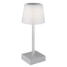 Stolní lampa, plast/hliník stříbrný, plast bílý, dotykový vypínač a stmívání, plynulý stmívač, fixace barev, bez adaptéru, USB-A - USB-C, nabíjí se a svítí cca 4 h, ø: 85mm, V: 255mm, LED 2W 230V, výkon 100lm, CCT 3000-6500K