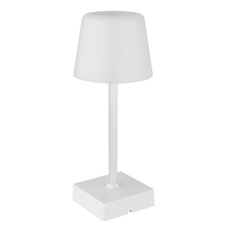 Stolní lampa, plast a hliník bílý, PVC kabel černý, dotykový vypínač a stmívání, plynulá regulace stmívání, fixace barev, bez adaptéru, USB-A - USB-C, nabíjí se a svítí cca 4 h, ø: 85mm, V: 255mm, LED 2W 230V, výkon 100lm, CCT3000-6500K