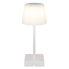 Stolní lampa, plast a hliník bílý, PVC kabel černý, dotykový vypínač a stmívání, plynulá regulace stmívání, fixace barev, bez adaptéru, USB-A - USB-C, nabíjí se a svítí cca 4 h, ø: 85mm, V: 255mm, LED 2W 230V, výkon 100lm, CCT3000-6500K