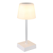 Stolní lampa, plast a hliník bílý, PVC kabel černý, dotykový vypínač a stmívání, plynulá regulace stmívání, fixace barev, bez adaptéru, USB-A - USB-C, nabíjí se a svítí cca 4 h, ø: 85mm, V: 255mm, LED 2W 230V, výkon 100lm, CCT3000-6500K