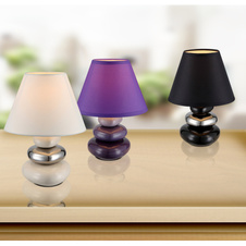 Stolní lampa, keramika béžová-chromová, textílie béžová, kabel 1,2m, vypínač, Ø18cm, V:24cm, bez žárovky 1xE14, max. 40W 230V.