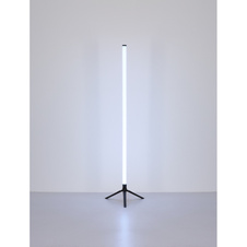 Stojanová lampa, černobílý plast, černý PVC kabel, stmívatelná, RGB změna barev a fixace, RGB duhový efekt, aplikace, bez adaptéru, USB-A 2.0 USB-C, dálkové ovládání, ø: 370mm, V: 1130mm, kabel 1500mm, včetně RGB LED 7W 5V