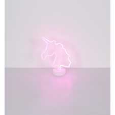 Dekorativní svítidlo, bílý plast, posuvný vypínač, jednorožec, DxŠxV: 200x100x285mm, včetně LED 2W 4,5V, růžová barva