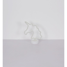 Dekorativní svítidlo, bílý plast, posuvný vypínač, jednorožec, DxŠxV: 200x100x285mm, včetně LED 2W 4,5V, růžová barva