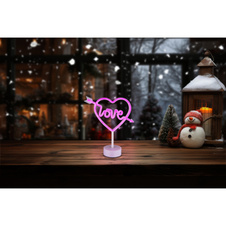 Dekorativní svítidlo, bílý plast, posuvný vypínač, srdce, DxŠxV: 185x100x320mm, včetně LED 2W 4,5V, růžová barva