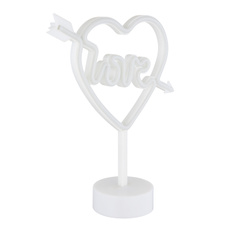 Dekorativní svítidlo, bílý plast, posuvný vypínač, srdce, DxŠxV: 185x100x320mm, včetně LED 2W 4,5V, růžová barva