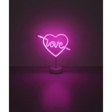 Dekorativní svítidlo, bílý plast, posuvný vypínač, srdce, DxŠxV: 185x100x320mm, včetně LED 2W 4,5V, růžová barva