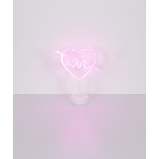 Dekorativní svítidlo, bílý plast, posuvný vypínač, srdce, DxŠxV: 185x100x320mm, včetně LED 2W 4,5V, růžová barva