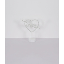 Dekorativní svítidlo, bílý plast, posuvný vypínač, srdce, DxŠxV: 185x100x320mm, včetně LED 2W 4,5V, růžová barva