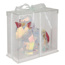 Stolní lampa, plast čirý a červený křišťálový efekt, PVC kabel průhledný, tlačítkový vypínač, bez adaptéru, včetně USB kabelu, DxŠxV: 300x140x260mm, délka kabelu 1800mm, včetně LED 0,03W 5V, 6000K