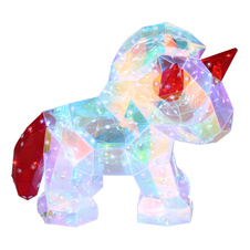 Stolní lampa, plast čirý a červený křišťálový efekt, PVC kabel průhledný, tlačítkový vypínač, bez adaptéru, včetně USB kabelu, DxŠxV: 300x140x260mm, délka kabelu 1800mm, včetně LED 0,03W 5V, 6000K