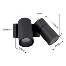 Venkovní svítidlo, hliník antracit, černý plast, čiré sklo, otočné/výklopné, IP44, ŠxV: 95x118mm, V: 105mm, bez žárovky 1xGU10, max. 35W 230V
