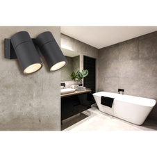 Venkovní svítidlo, hliník antracit, černý plast, čiré sklo, otočné/výklopné, IP44, ŠxV: 150x118mm, V: 105mm, bez žárovek 2xGU10, max. 35W 230V