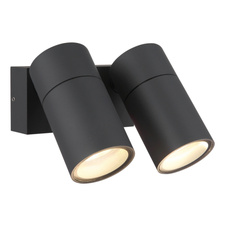 Venkovní svítidlo, hliník antracit, černý plast, čiré sklo, otočné/výklopné, IP44, ŠxV: 150x118mm, V: 105mm, bez žárovek 2xGU10, max. 35W 230V