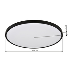Stropní svítidlo, plast černý matný, bílý, svítí i nahoru "zadní světlo", ø: 400mm, H: 40mm, včetně LED 32W 230V, zdroj 3250lm, výkon 1300lm, 4000K