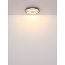 Stropní svítidlo, černý matný kov, MDF tmavě hnědá kartáčovaná, kov šampaň kartáčovaný, akryl bílý, ø: 320mm, V: 55mm, včetně LED 24W 230V, zdroj 2100lm, výkon 710lm, 3000K