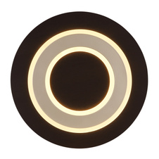 Stropní svítidlo, černý matný kov, MDF tmavě hnědá kartáčovaná, kov šampaň kartáčovaný, akryl bílý, ø: 320mm, V: 55mm, včetně LED 24W 230V, zdroj 2100lm, výkon 710lm, 3000K