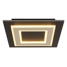 Stropní svítidlo, černý matný kov, tmavě hnědá kartáčovaná MDF, kartáčovaný kov v barvě šampaň, bílý akryl, DxŠxVxH: 320x320x55mm, včetně LED 24W 230V, 2200lm zdroj, 680lm výkon, 3000K