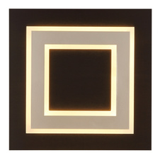 Stropní svítidlo, černý matný kov, tmavě hnědá kartáčovaná MDF, kartáčovaný kov v barvě šampaň, bílý akryl, DxŠxVxH: 320x320x55mm, včetně LED 24W 230V, 2200lm zdroj, 680lm výkon, 3000K