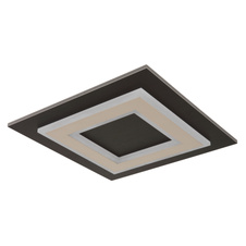 Stropní svítidlo, černý matný kov, tmavě hnědá kartáčovaná MDF, kartáčovaný kov v barvě šampaň, bílý akryl, DxŠxVxH: 320x320x55mm, včetně LED 24W 230V, 2200lm zdroj, 680lm výkon, 3000K