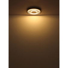 Stropní svítidlo, černý matný kov, tmavě hnědá kartáčovaná MDF, kartáčovaný kov v barvě šampaň, bílý akryl, DxŠxVxH: 320x320x55mm, včetně LED 24W 230V, 2200lm zdroj, 680lm výkon, 3000K