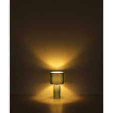 Stolní lampa, sklo v barvě šampaň, textli v barvě šampaň, bílý PVC kabel, kolébkový vypínač na kabelu, ø: 265 mm, V: 500 mm, délka kabelu 1300 mm, bez žárovky 1xE27, max. 60W 230V