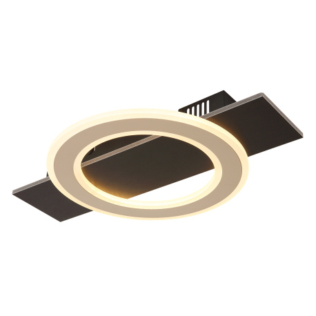 Stropní svítidlo, černý matný kov, MDF tmavě hnědá, kartáčovaná, kov kartáčovaný v barvě šampań, akryl bílý, DxŠxVxH: 440x290x52mm, včetně LED 18W 230V, zdroj 1740lm, výkon 1000lm, 3000K