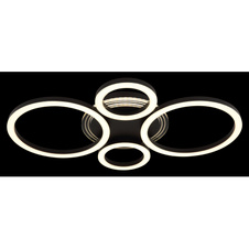 Stropní svítidlo, černý matný kov, černý matný akryl, bílý akryl, transparentní akryl, několik úrovní s nástěnným vypínačem, fixace barvy, paměťová funkce, DxŠxVxH: 530x355x61mm, včetně LED 40W 230V, výkon 2500lm, CCT 2700/4500/6500K