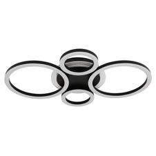 Stropní svítidlo, černý matný kov, černý matný akryl, bílý akryl, transparentní akryl, několik úrovní s nástěnným vypínačem, fixace barvy, paměťová funkce, DxŠxVxH: 530x355x61mm, včetně LED 40W 230V, výkon 2500lm, CCT 2700/4500/6500K